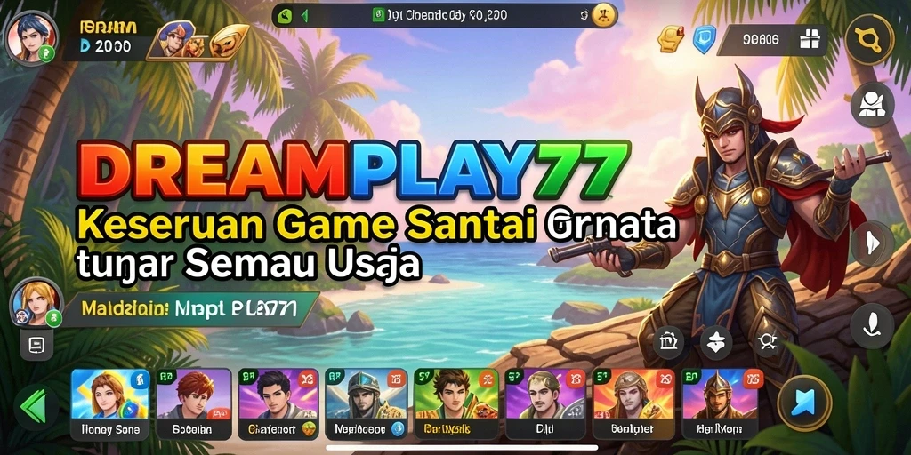 Tampilan gameplay DREAMPLAY77 yang ceria dan menantang.