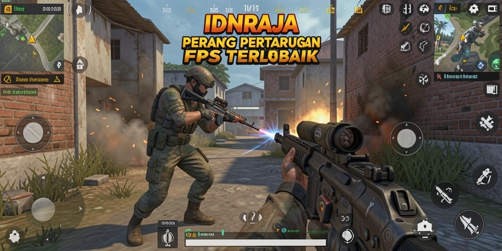 Tampilan gameplay seru di IDNRAJA dengan aksi FPS mendebarkan.