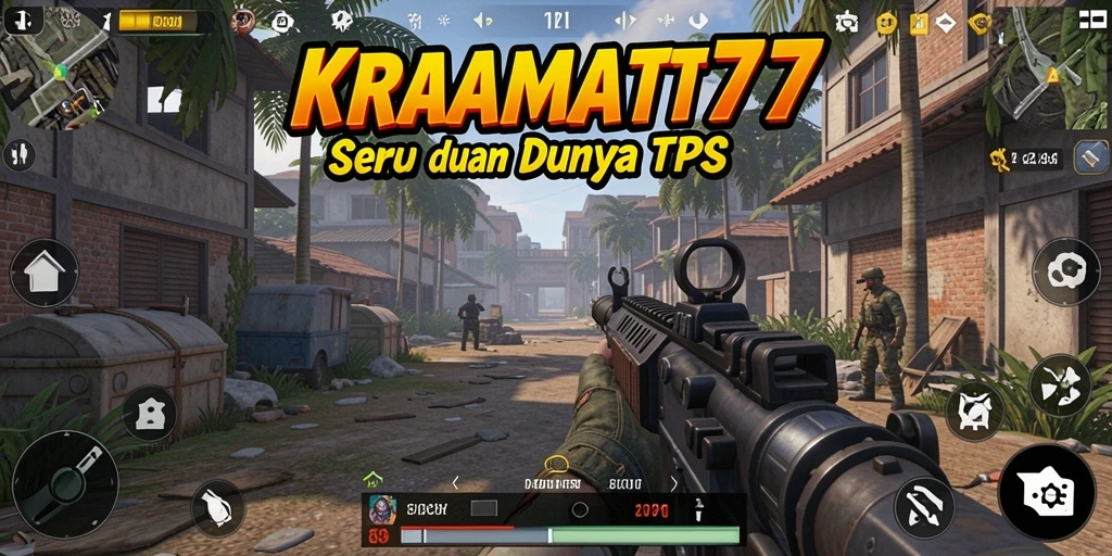 Tampilan gameplay KRAMAT77 yang penuh aksi dalam TPS.
