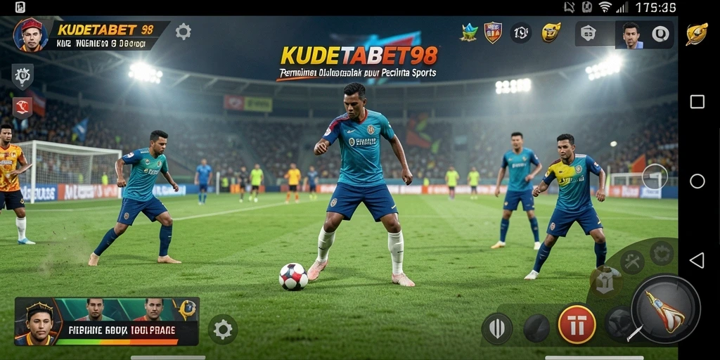 Screenshot utama menampilkan aksi seru dalam permainan olahraga.