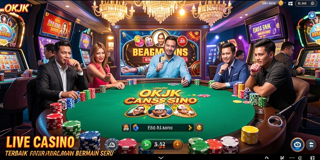 Screenshot gameplay Live Casino dengan dealer profesional dan permainan interaktif.