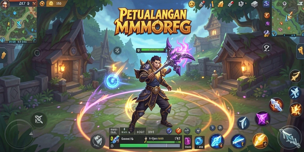 Screenshot gameplay ZK7 menunjukkan pertarungan epik dalam dunia MMORPG.